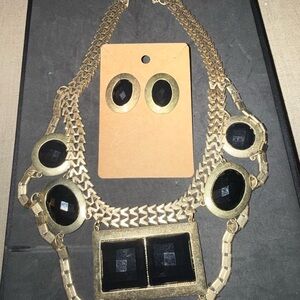 Elegant Gold and Black Jewelry Set